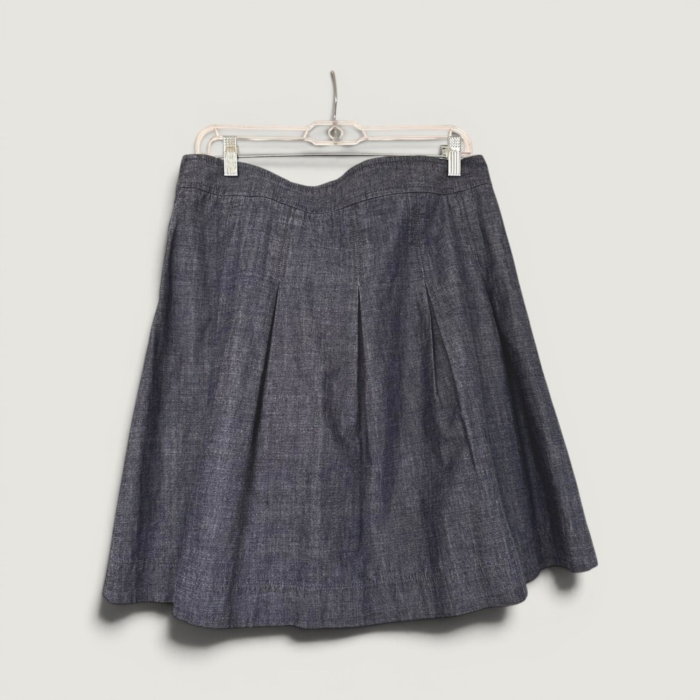 J.Crew Pleated Denim Skirt Women's Large Dark Wash A‑Line Jean Skirt Fall Outfit